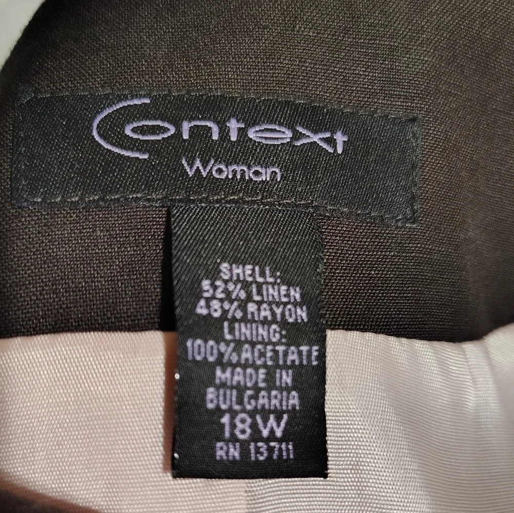 Context Woman Brown Linen Blend 2PC Suit | Size 18W | NWT